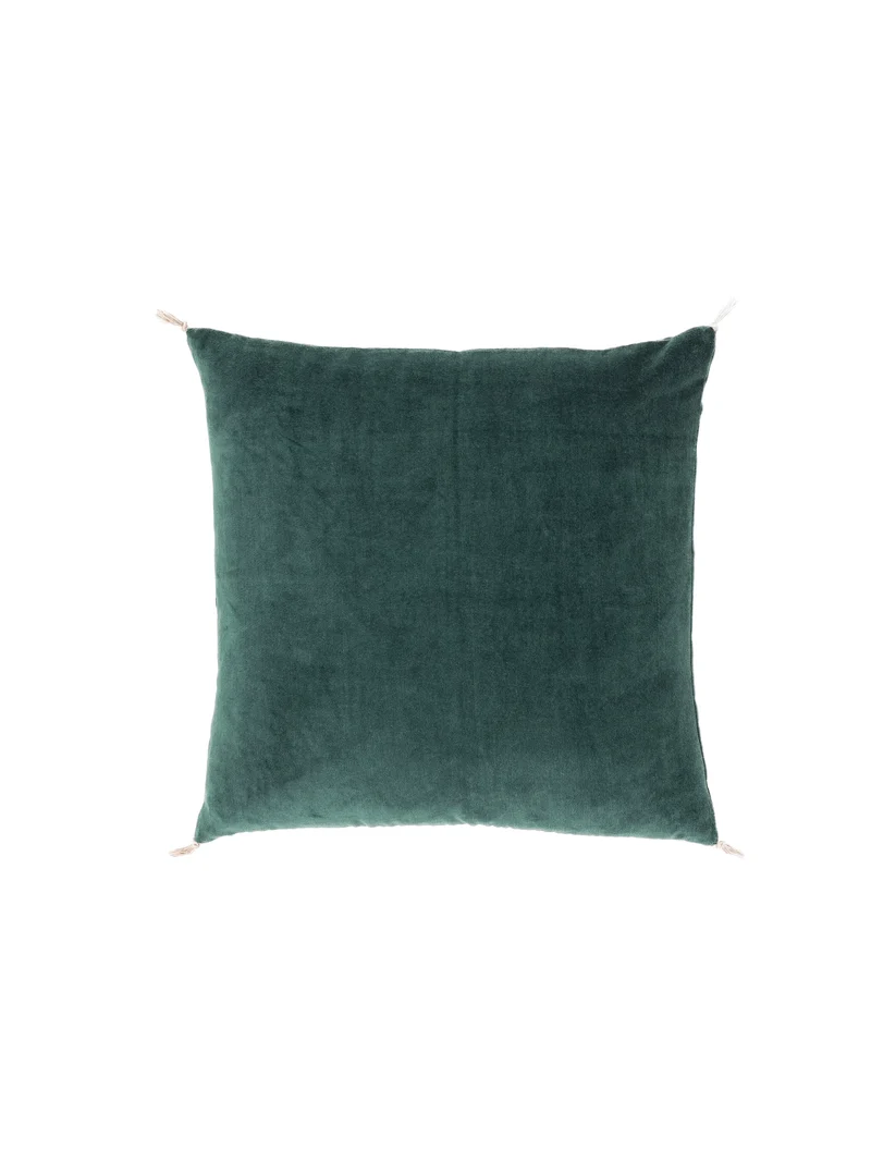 Coussin velours bleu canard