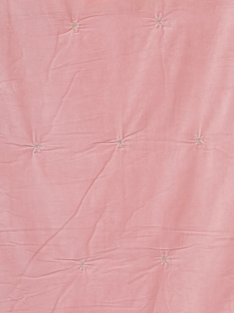 Edredon velours rose poudre