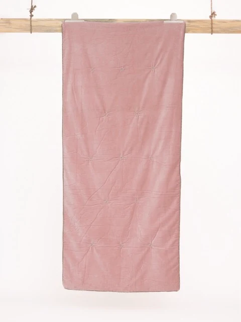 Edredon velours rose poudre
