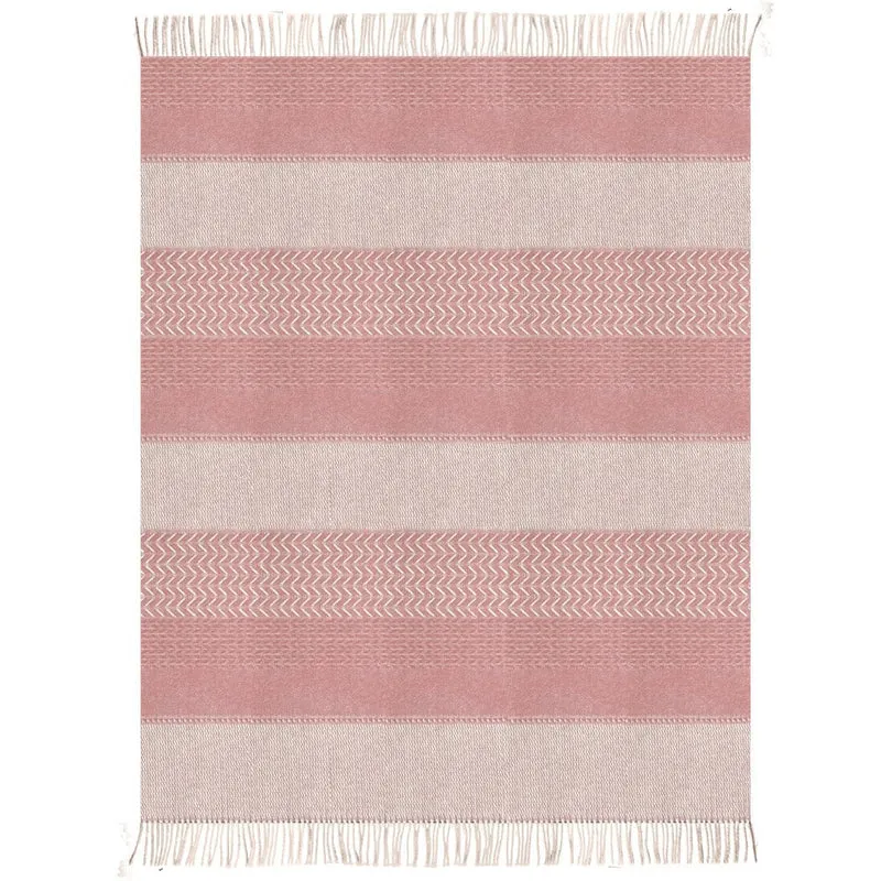 Plaid en laine rose et blanc