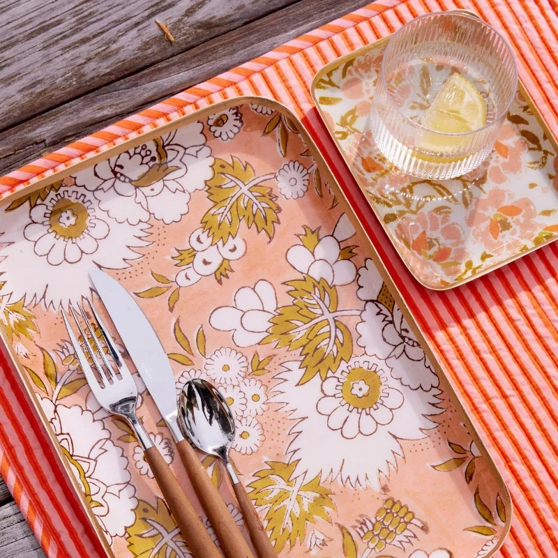 Plateau fleurs blanc et rose S