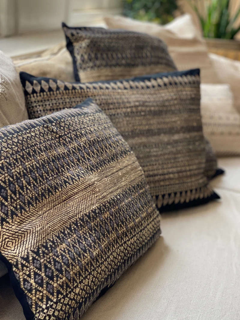 Coussin coton et soie