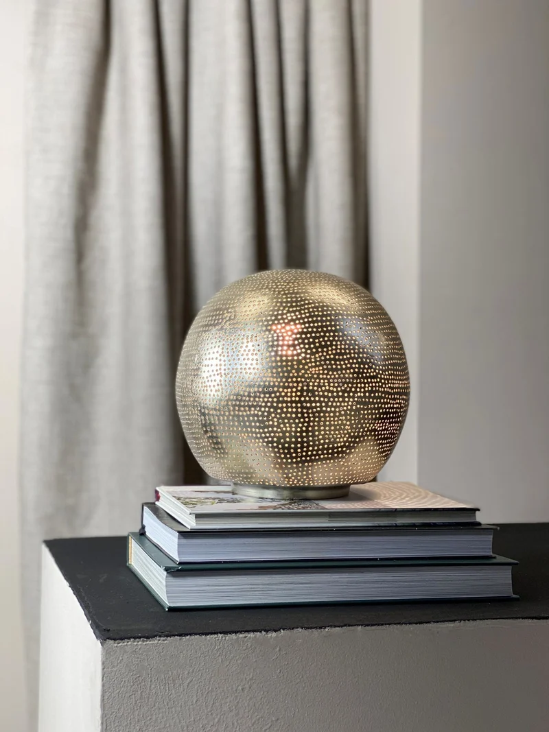 Lampe ronde argent taille M