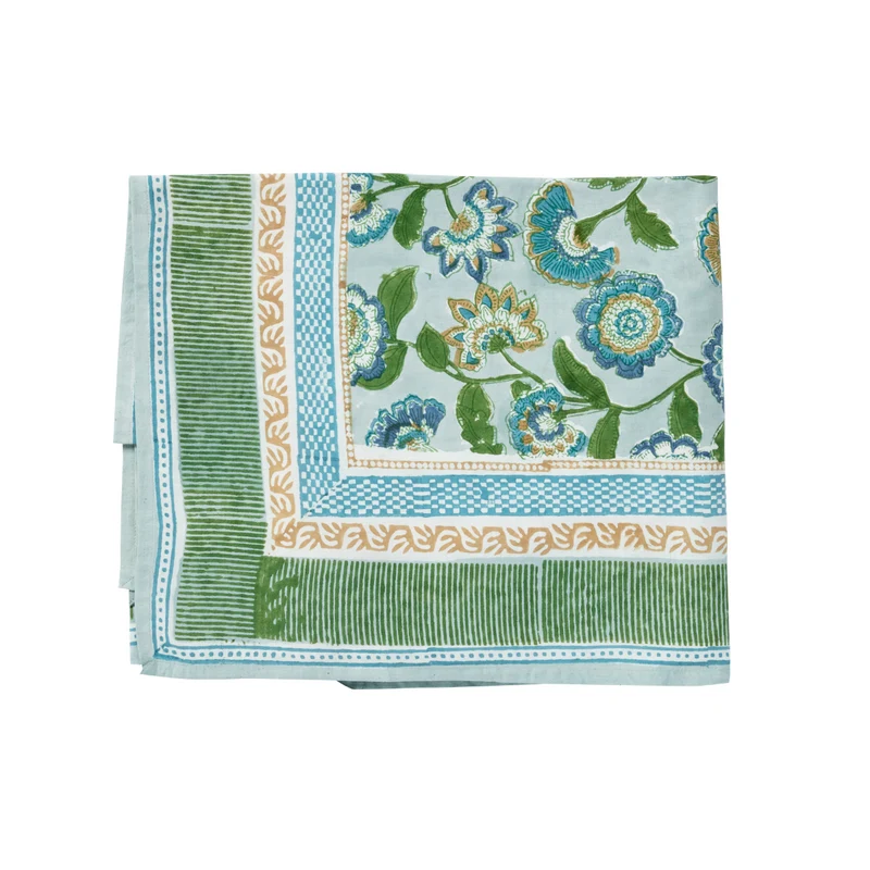 Nappe à motifs fleurs bleu / plusieurs tailles