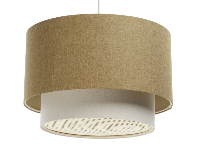 Suspension Luminaire | RATTAN Diffuser – (Jaune Moutarde/Crème/Ecru)