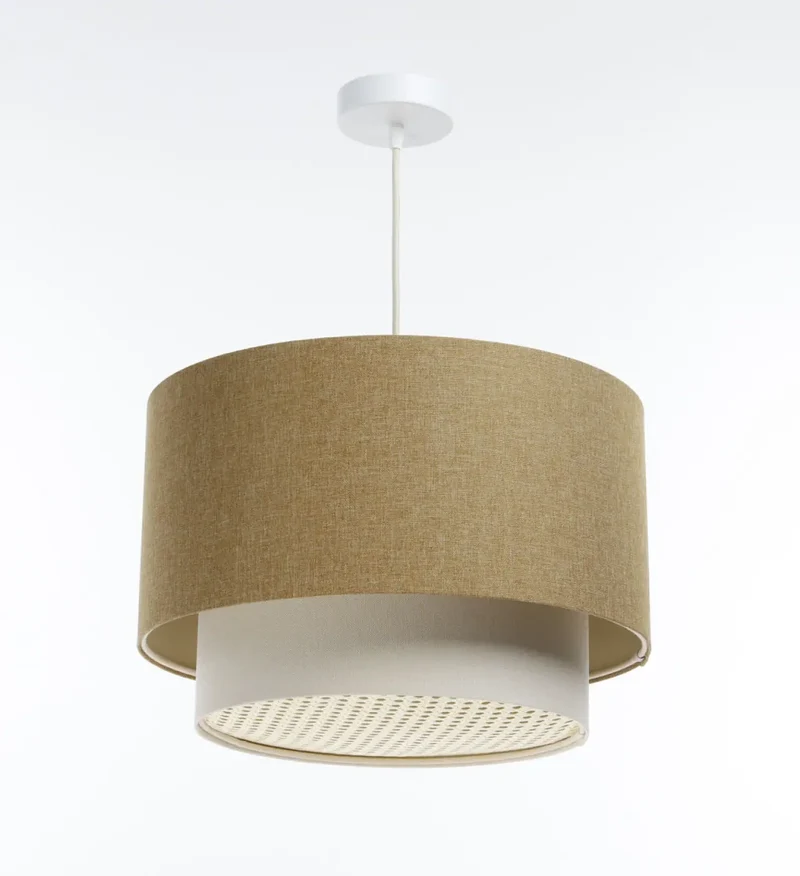Suspension Luminaire | RATTAN Diffuser – (Jaune Moutarde/Crème/Ecru)
