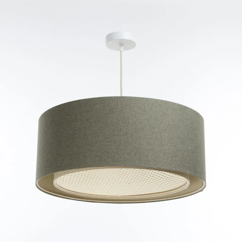 Suspension Luminaire | DUO BOHO ELEGANT (Gris Vert/Écru/Crème)