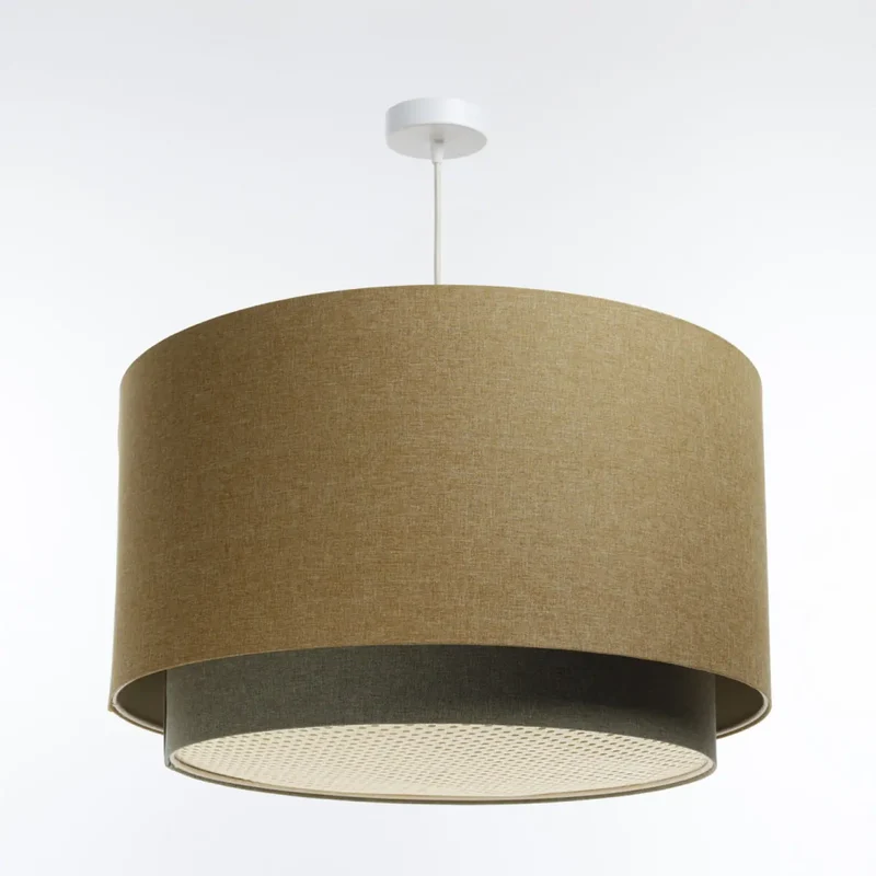 Suspension Luminaire | RATTAN Diffuser (Jaune Moutarde/Gris Vert/Ecru)