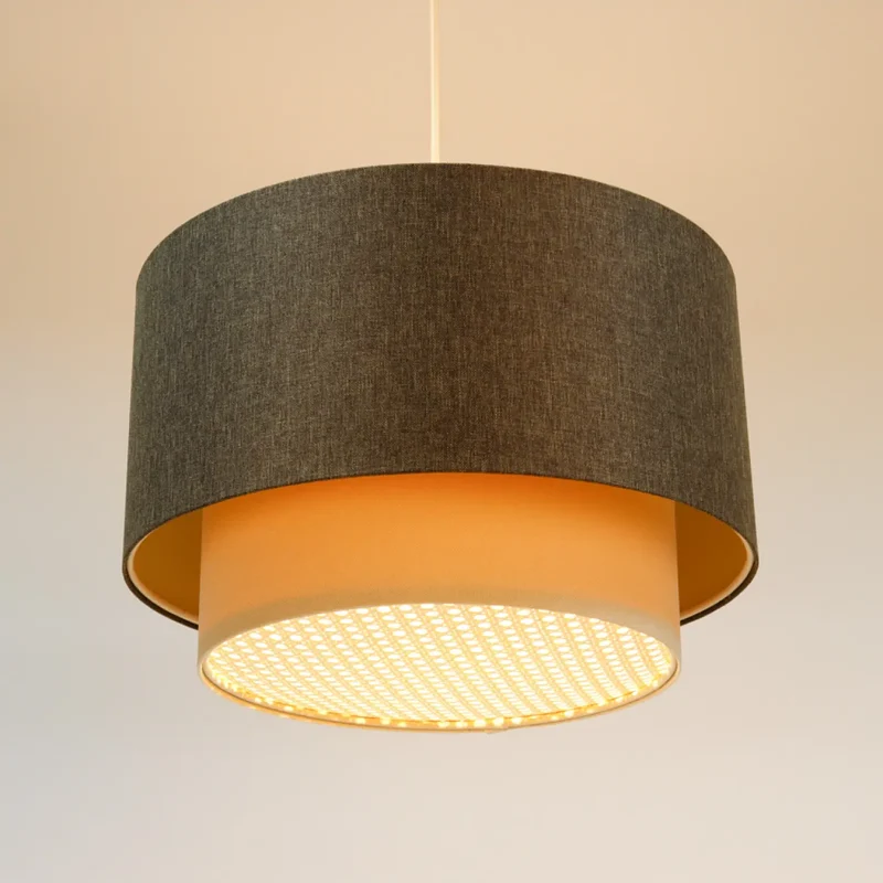 Suspension Luminaire | DUO RATTAN (Graphite/Crème/Ecru)