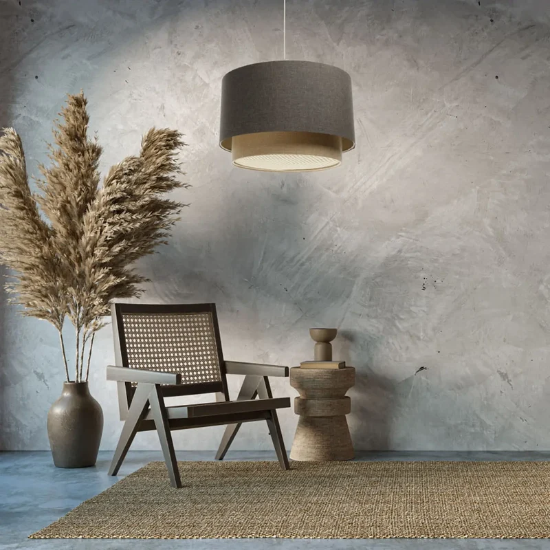 Suspension Luminaire | DUO RATTAN (Graphite/Beige)