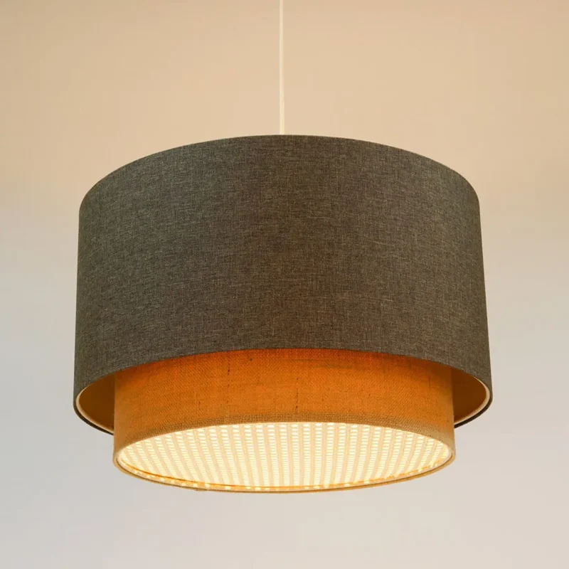Suspension Luminaire | DUO RATTAN (Graphite/Beige)