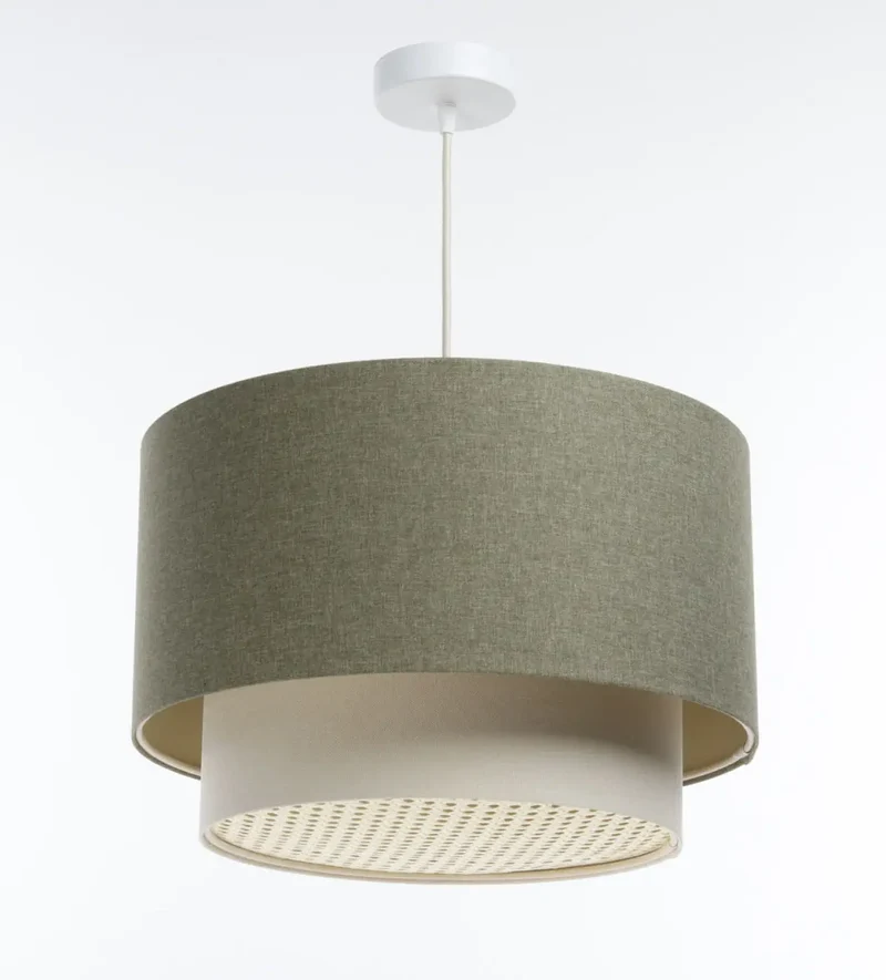 Suspension Luminaire | DUO RATTAN (Vert Gris/Crème/Ecru)