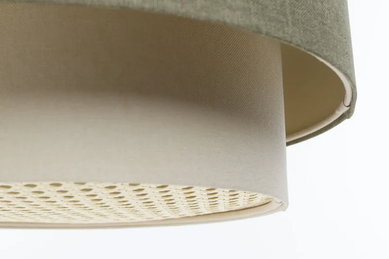 Suspension Luminaire | DUO RATTAN (Vert Gris/Crème/Ecru)