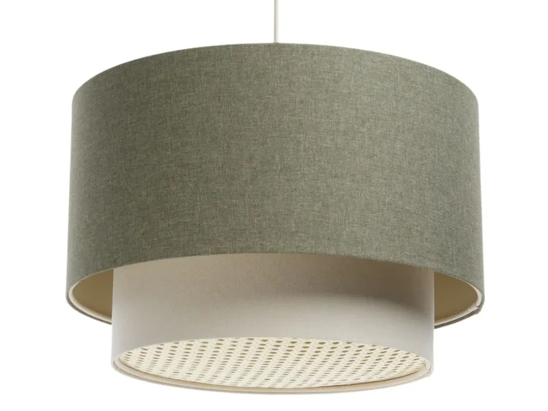 Suspension Luminaire | DUO RATTAN (Vert Gris/Crème/Ecru)