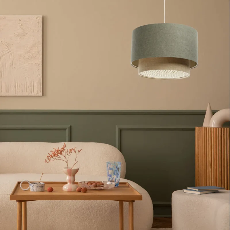 Suspension Luminaire | DUO RATTAN (Vert Gris/Beige/Ecru)