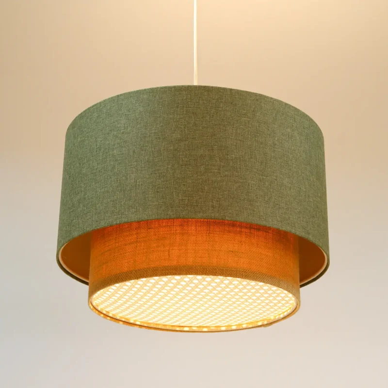 Suspension Luminaire | DUO RATTAN (Vert Gris/Beige/Ecru)