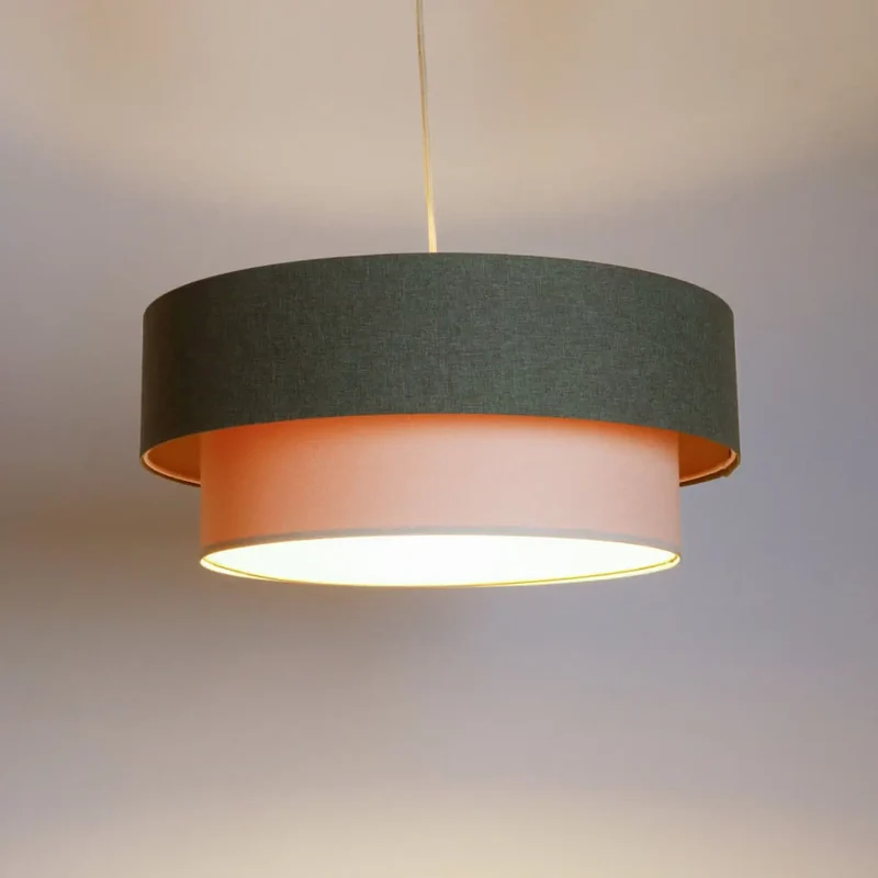 Suspension Luminaire | DUO BOHO ELEGANT (Vert Gris/Crème/Ecru)