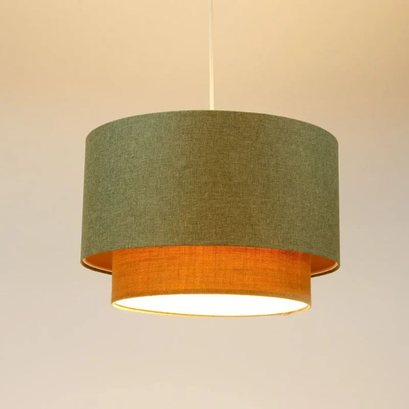 Suspension Luminaire | DUO BOHO ELEGANT (Vert Gris/Beige/Ecru)