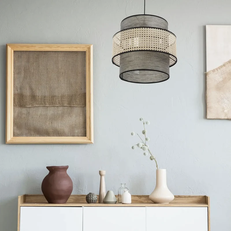 Suspension Luminaire | DOBLO ROTIN (Beige/ Gris)