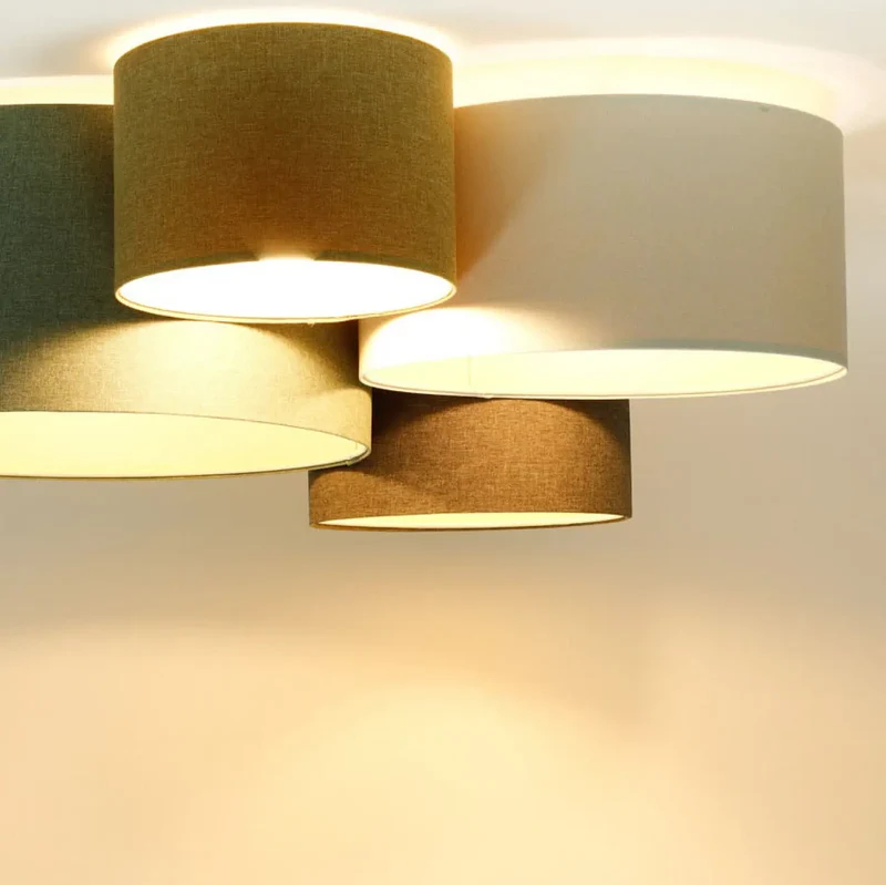 Luminaire Plafonnier | 4FLAMES BOHO ELEGANT (Vert Gris/Graphite/Jaune Moutarde/Crème/Ecru)
