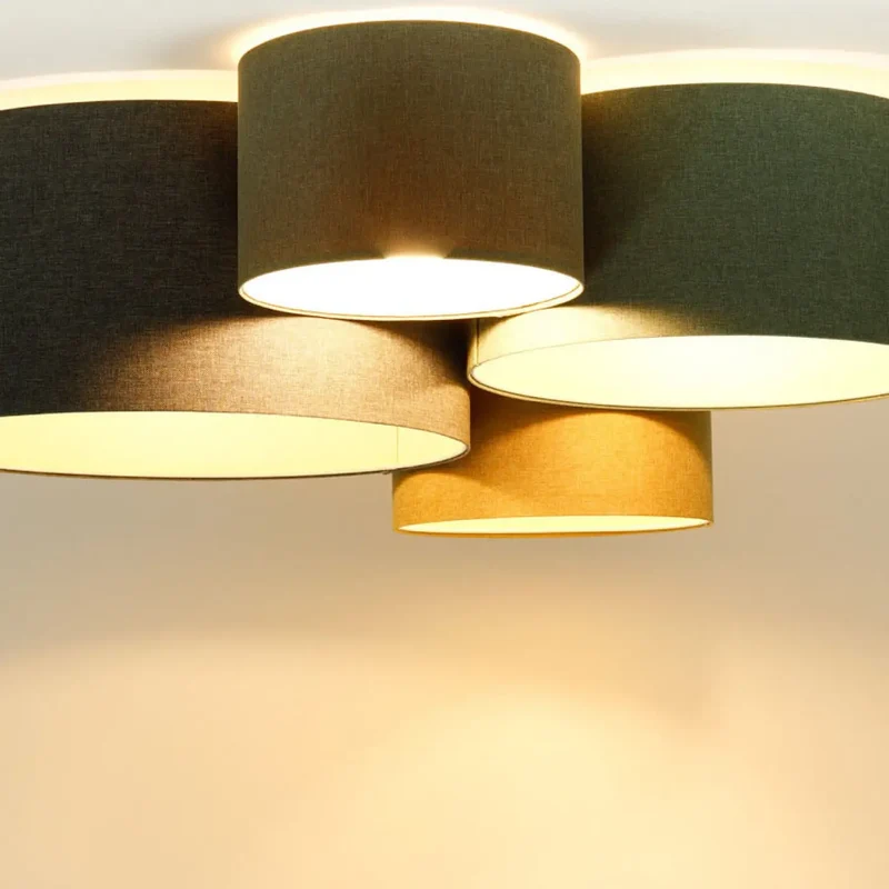 Luminaire Plafonnier | 4FLAMES BOHO ÉLÉGANT (Marron Gris/Vert Gris/Caramel/Jaune Moutarde/Écru)