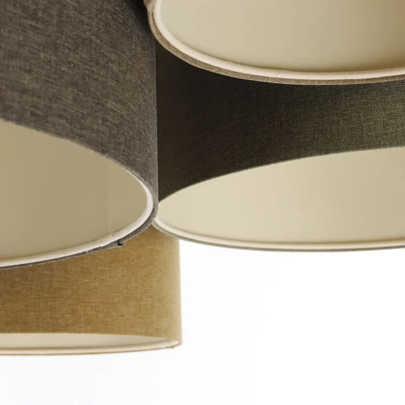 Luminaire Plafonnier | 4FLAMES BOHO ÉLÉGANT (Marron Gris/Vert Gris/Caramel/Jaune Moutarde/Écru)