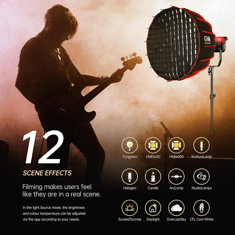 GVM PRO-SD300B 300W Bi-Color Monolight V-mount Mesh Bluetooth with softbox and light stand(2-Lights kit)