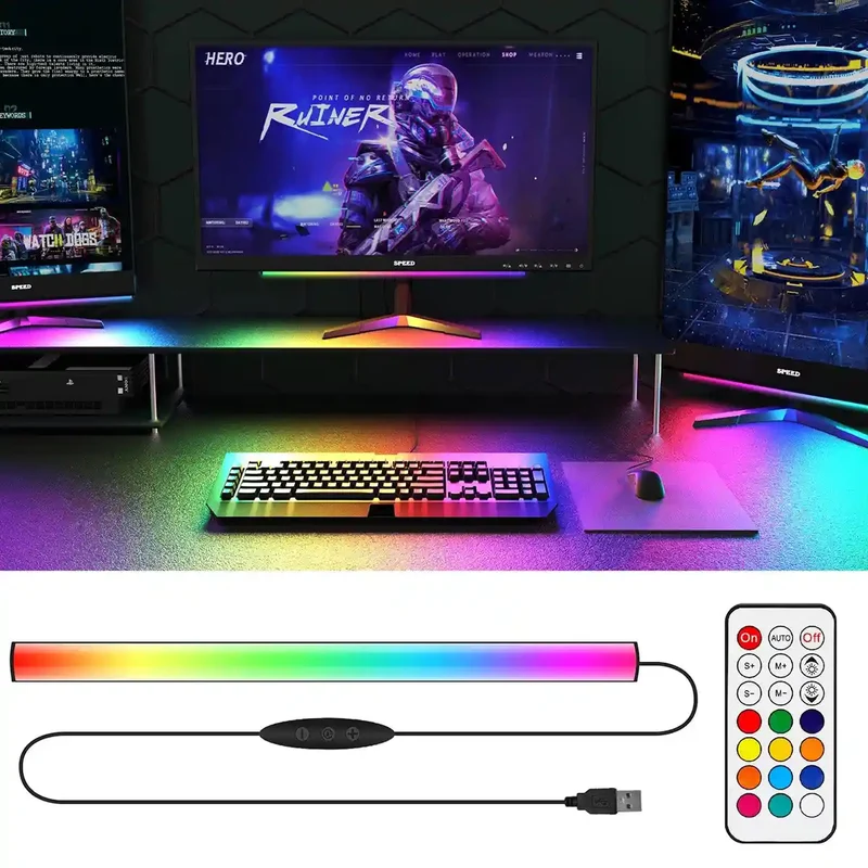 USB RGBIC Gaming Light Bar - Remote Control, Under Monitor