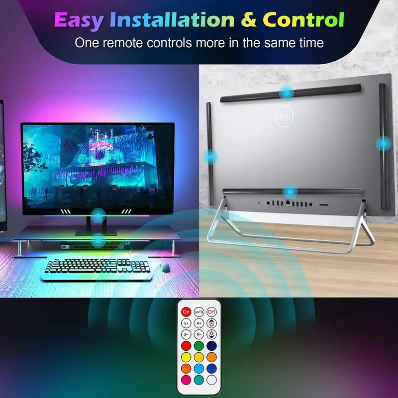 USB RGBIC Gaming Light Bar - Remote Control, Under Monitor