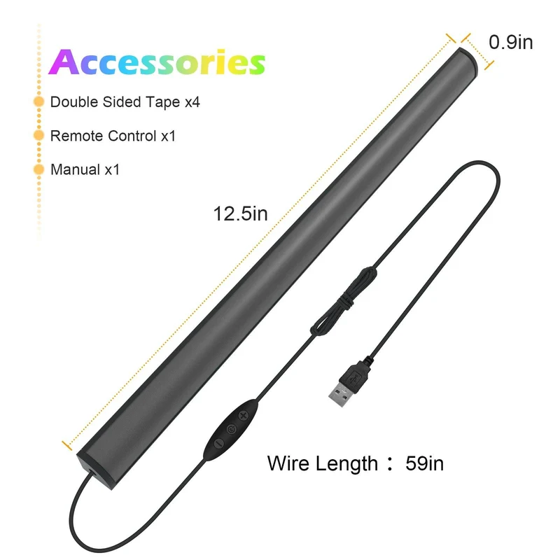 USB RGBIC Gaming Light Bar - Remote Control, Under Monitor
