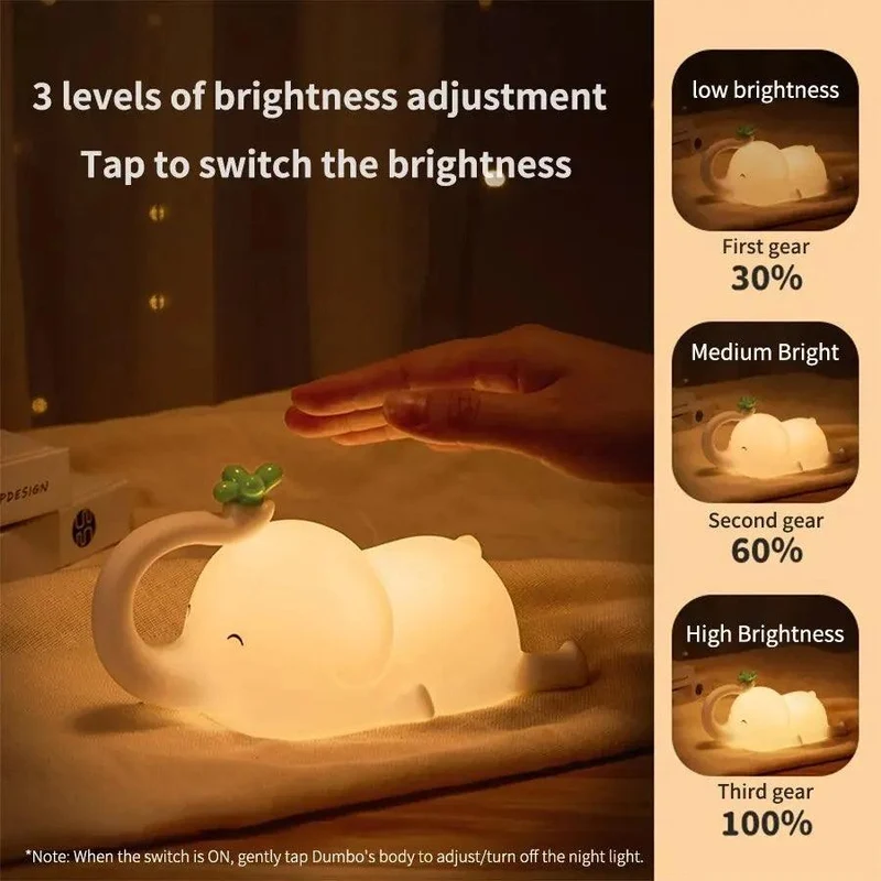 Cute Silicone LED Night Light for Kids - Panda/Sheep/Rabbit, Touch Control, USB Rechargeable