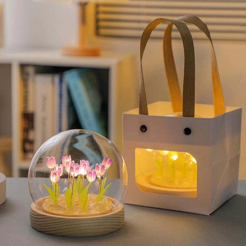 DIY Tulip LED Night Light - Battery Operated, Handmade Flower Lamp