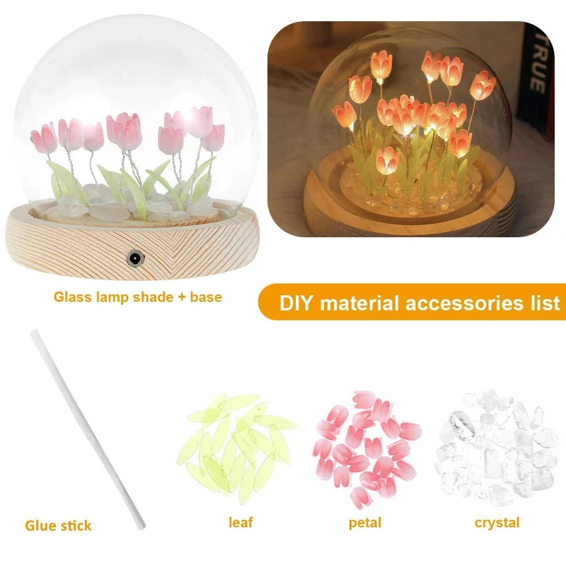 DIY Tulip LED Night Light - Battery Operated, Handmade Flower Lamp