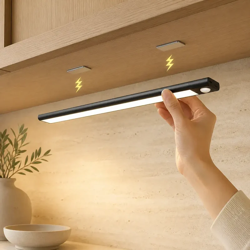 Rechargeable Wireless Under Cabinet LED Light Bar - Motion Sensor, 3 Color Temperatures, USB-C