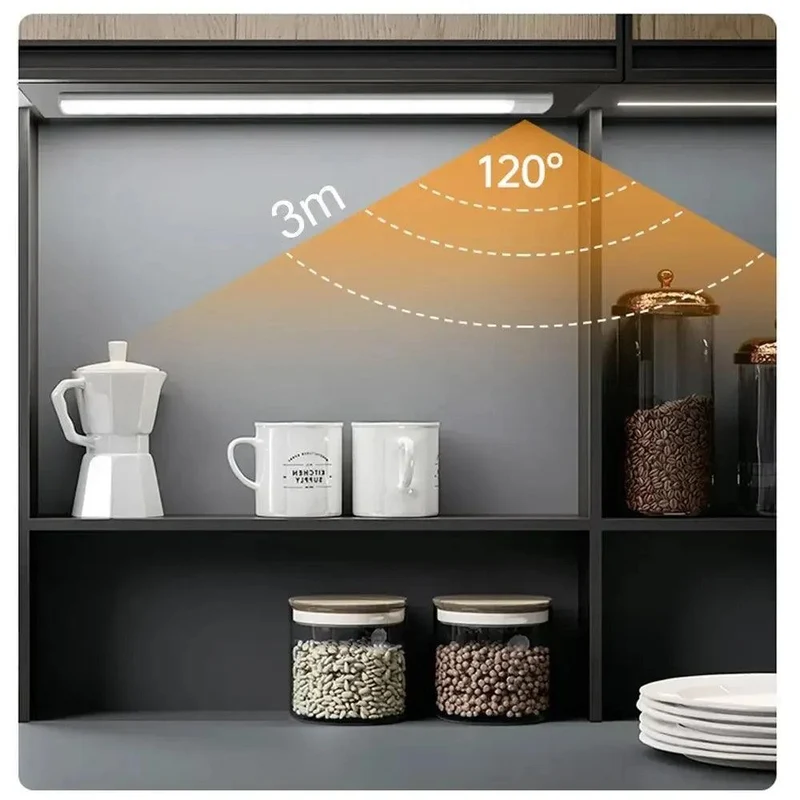 Rechargeable Wireless Under Cabinet LED Light Bar - Motion Sensor, 3 Color Temperatures, USB-C