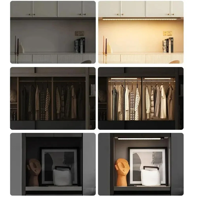 Rechargeable Wireless Under Cabinet LED Light Bar - Motion Sensor, 3 Color Temperatures, USB-C