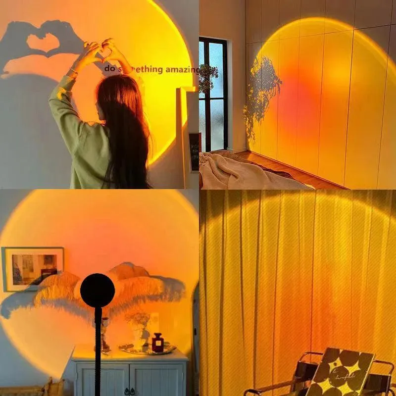 LED Sunset Projection Lamp - USB Powered, Adjustable Mood & Ambient Light