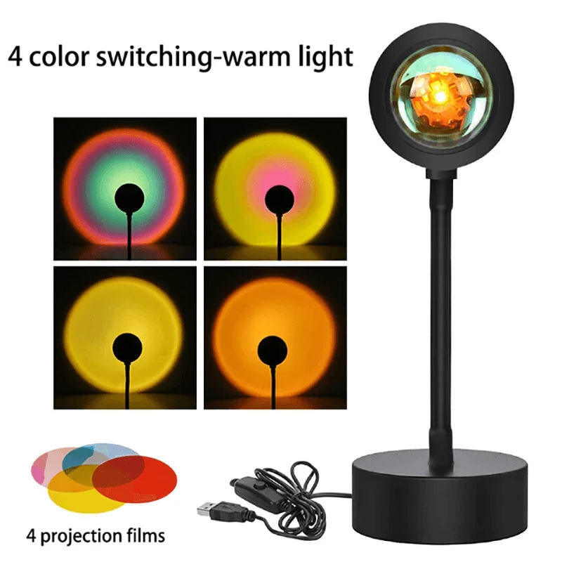 LED Sunset Projection Lamp - USB Powered, Adjustable Mood & Ambient Light