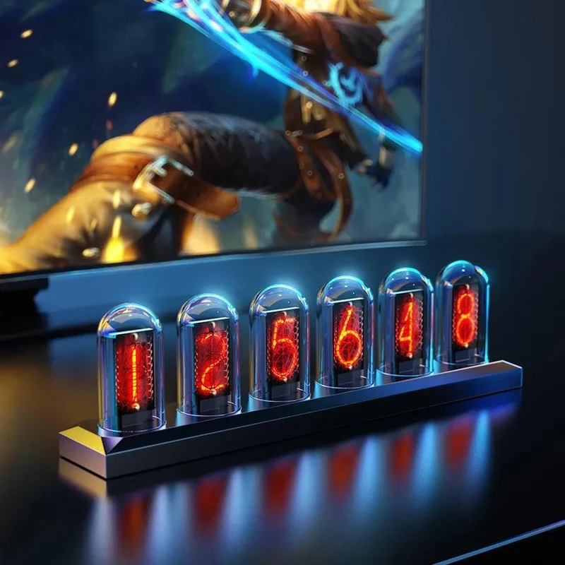 RGB IPS Nixie Tube Clock - WiFi Time Sync, Photo & Weather Display + 1.14″ Screen