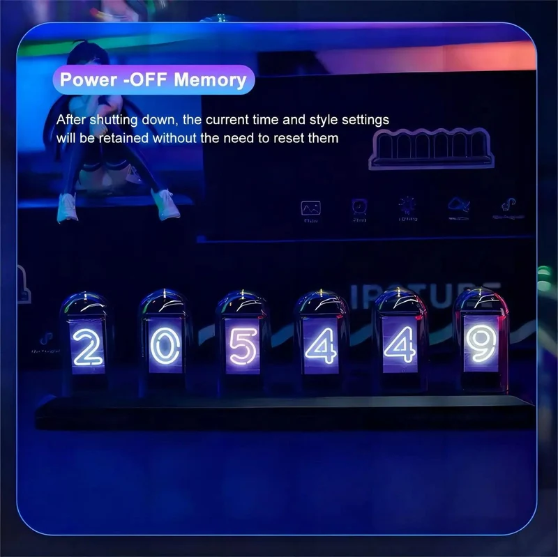 RGB IPS Nixie Tube Clock - WiFi Time Sync, Photo & Weather Display + 1.14″ Screen