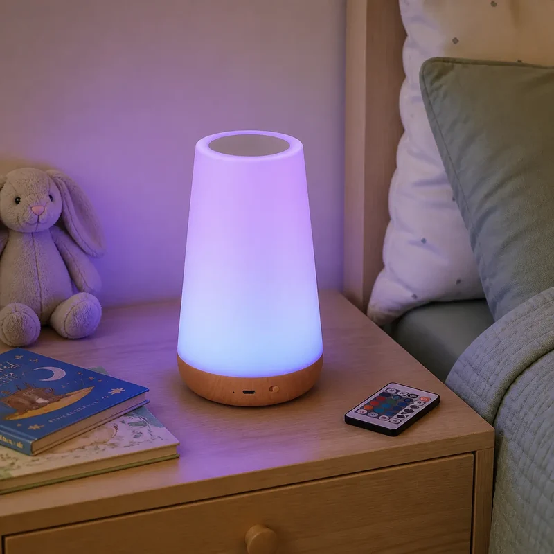 RGB Touch Sensor LED Bedside Lamp - USB Rechargeable, 13 Colors & Dimming