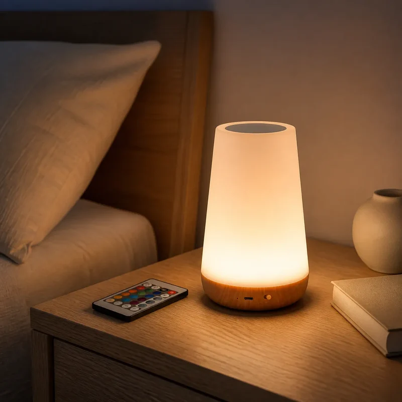 RGB Touch Sensor LED Bedside Lamp - USB Rechargeable, 13 Colors & Dimming