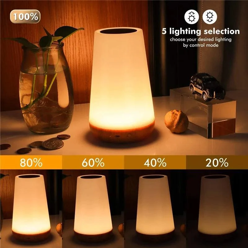 RGB Touch Sensor LED Bedside Lamp - USB Rechargeable, 13 Colors & Dimming