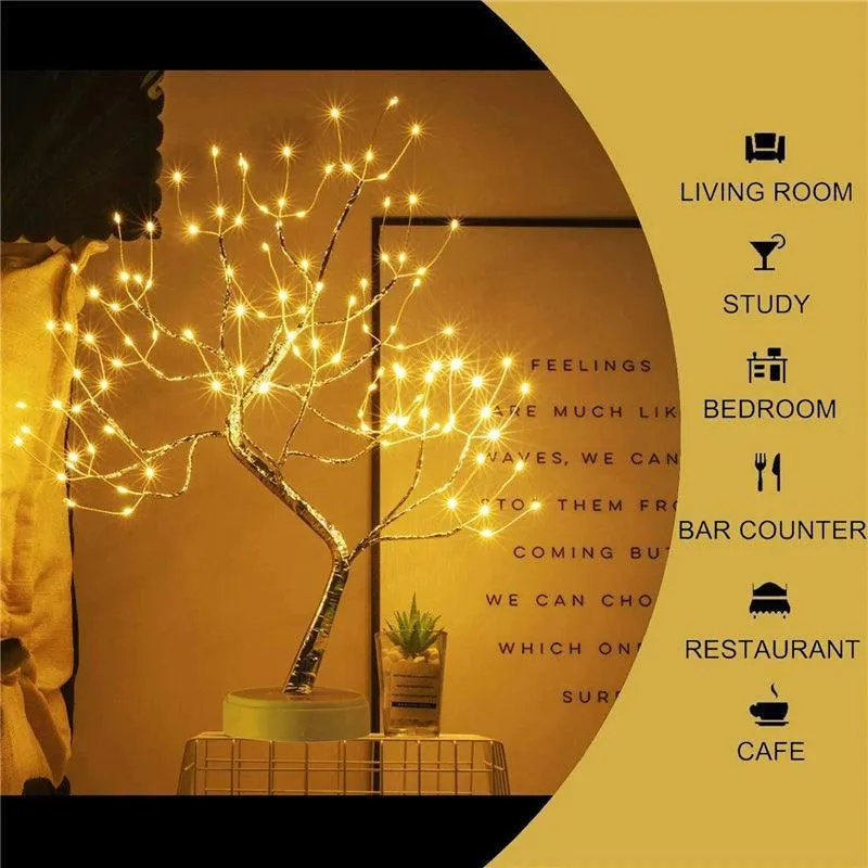 DIY LED Tree Lamp - Adjustable Branches, USB/Battery Powered, Ambient Light