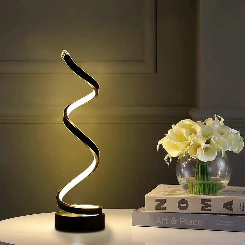 Spiral LED Table Lamp - 3 Color Modes, Stepless Dimming, USB Powered