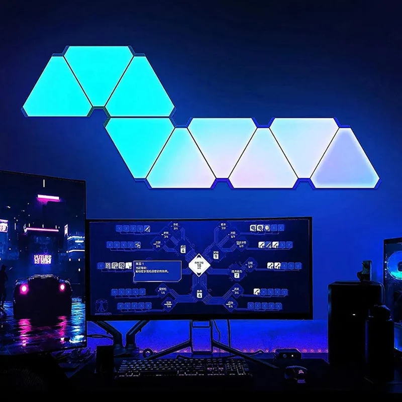 RGB Smart Triangular Wall Lights - App Control, Music Sync, Modular Panels