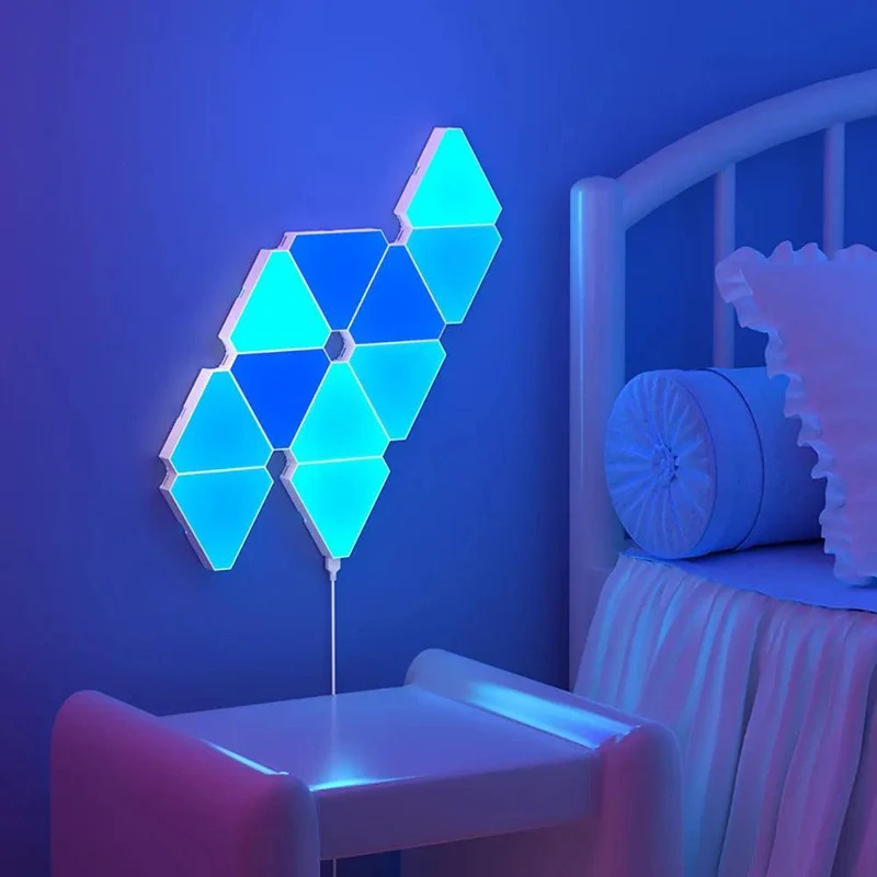 RGB Smart Triangular Wall Lights - App Control, Music Sync, Modular Panels