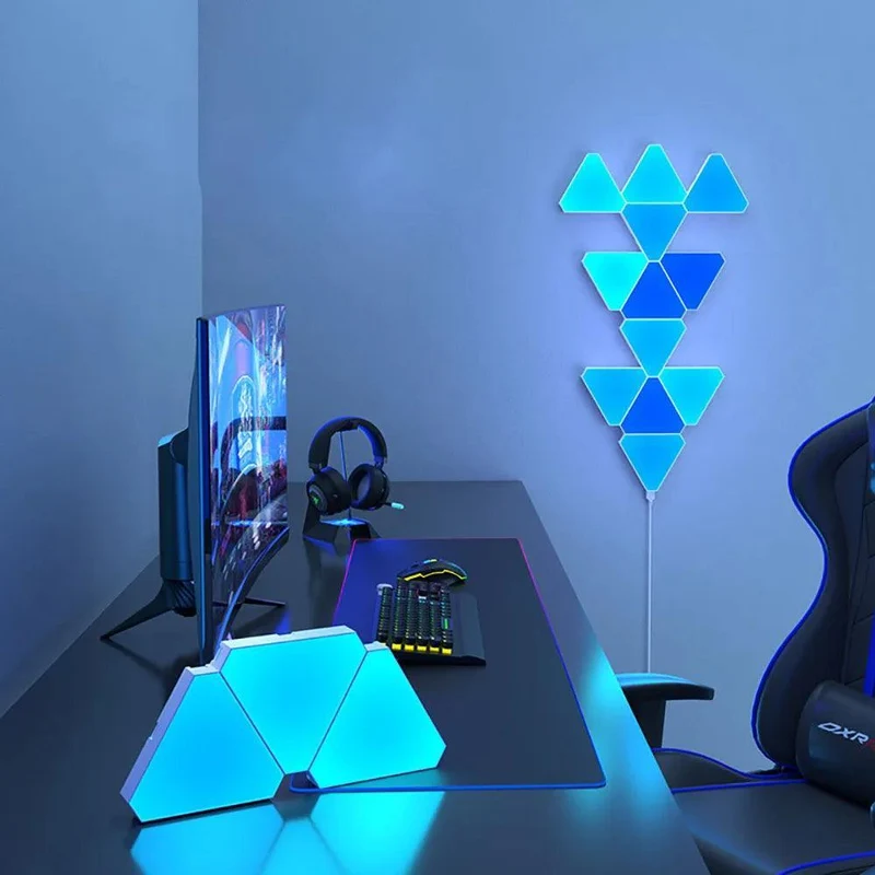 RGB Smart Triangular Wall Lights - App Control, Music Sync, Modular Panels