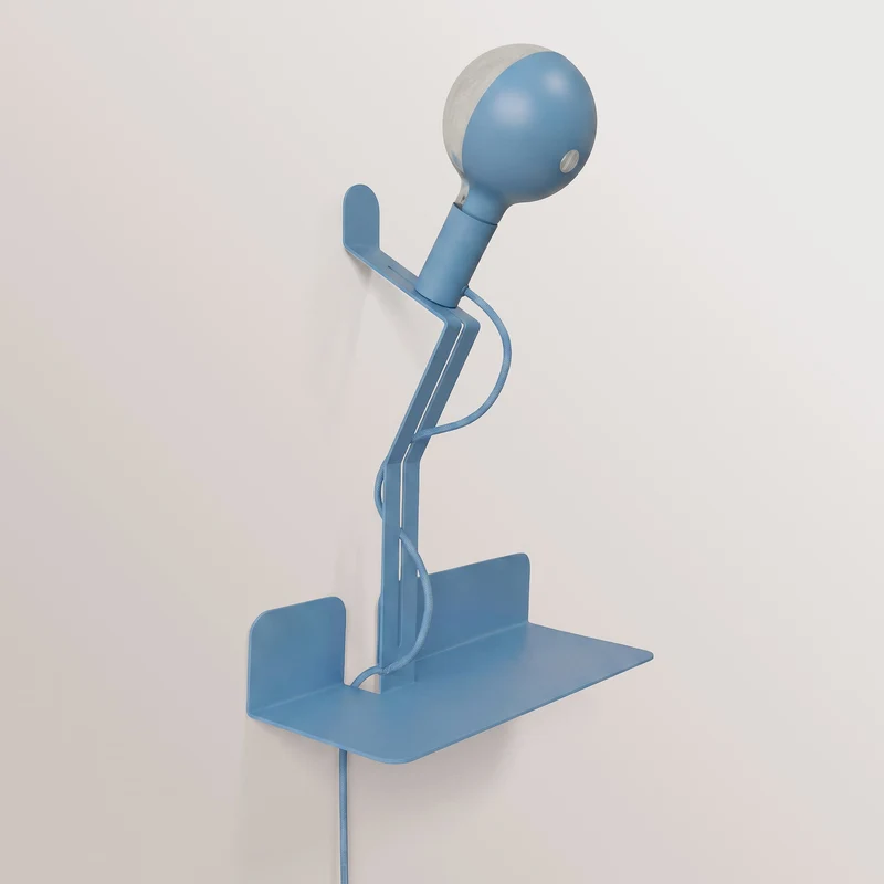 Applique murale avec étagère et Ampoule LED G125 peinte - Murio Talia - Bleu