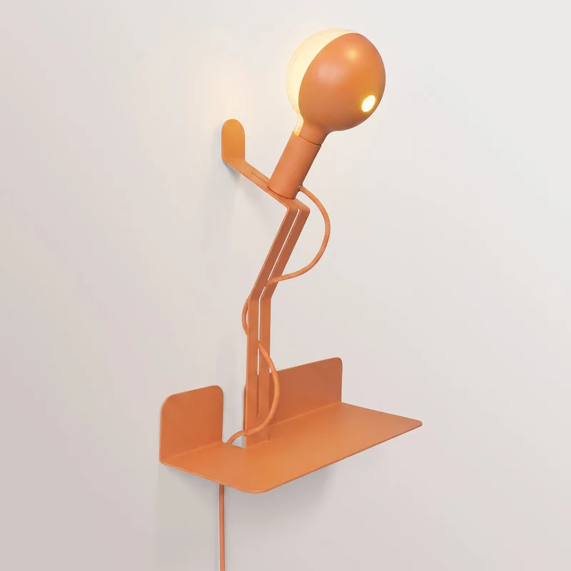 Lampe murale avec étagère et ampoule LED G125 peinte - Murio Talia - Orange